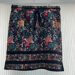Floral knee length Skirt with Elastic Waist by LOFT Size L